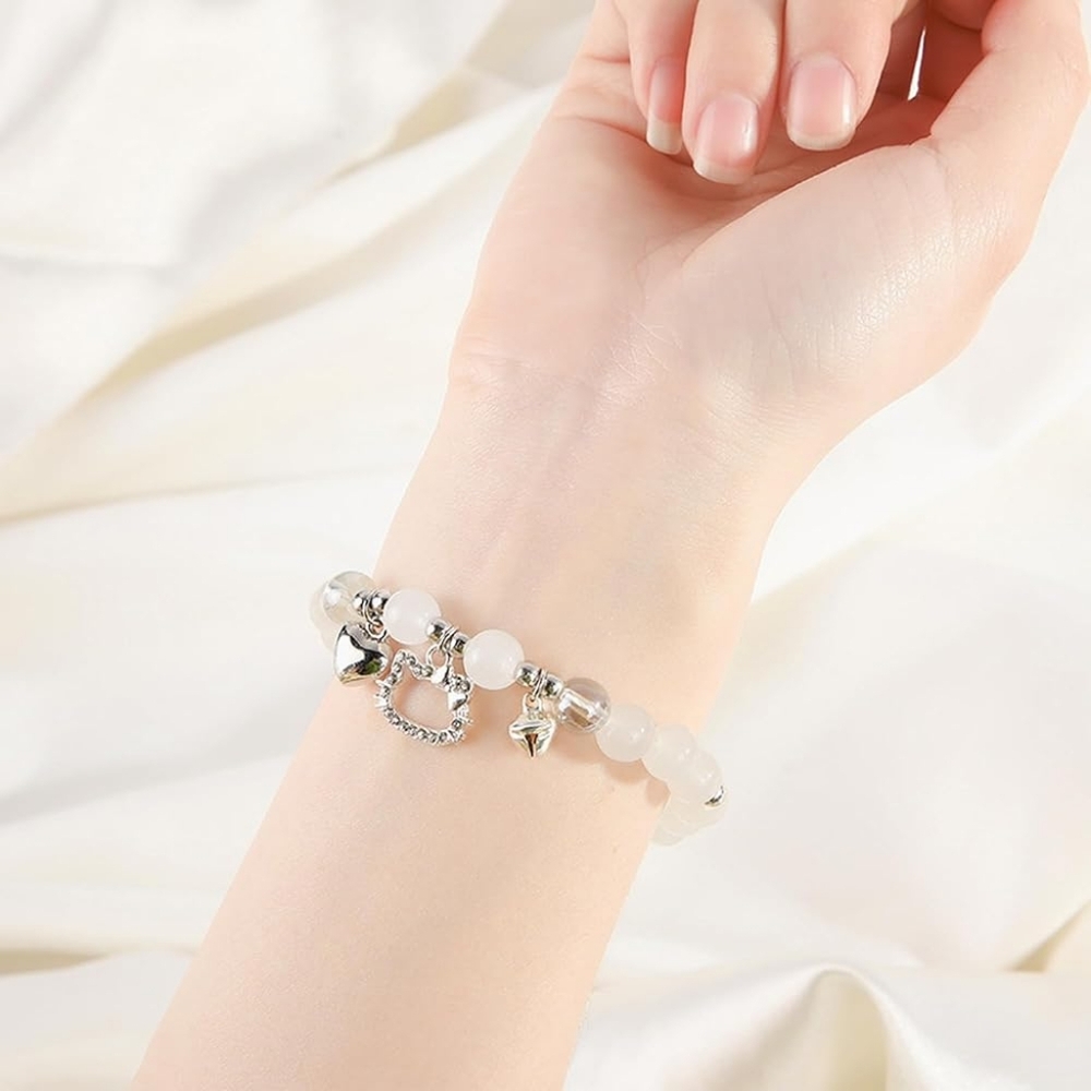 Brand New, Beaded, Hello Kitty Bracelet with Heart & Bells Charm by Sanrio - Picture 5 of 7